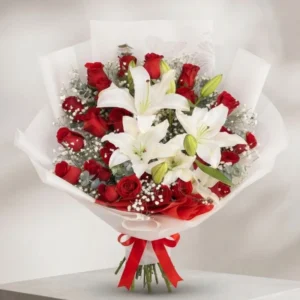 Bouquet de rosas con lirios
